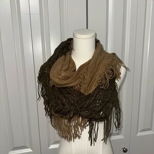 Chunky Brown and Tan Knit Infinity Scarf